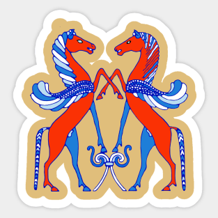 Red and Blue winged Horses Sticker